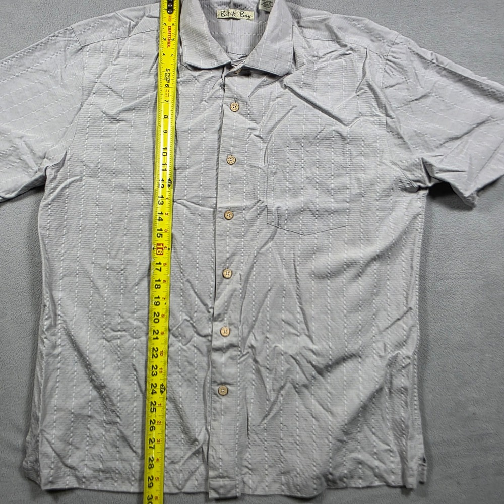 Batik Bay polo Mens Large Gray Textured Short Sleeve Button Up Lightweight - Picture 5 of 8